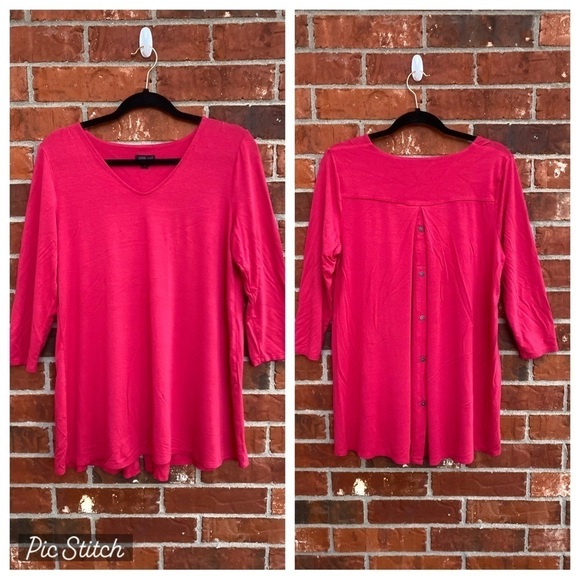 J.Jill Wearever Womens Medium Pink Button Back Long Sleeve Tunic Top - Picture 1 of 10